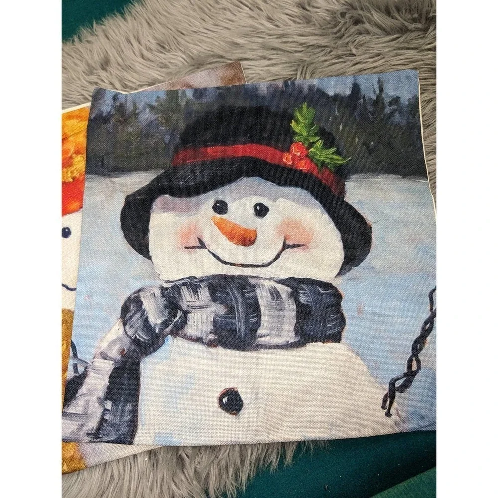 Set of 3 snowman pillow cases